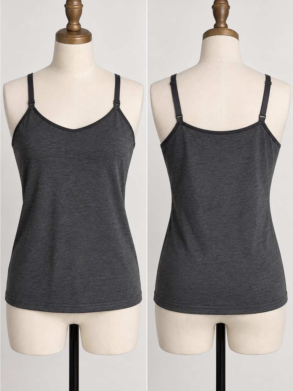 Auden Nursing Cami Tank Top Women’s Medium Gray Built-In Bra Adjustable Straps